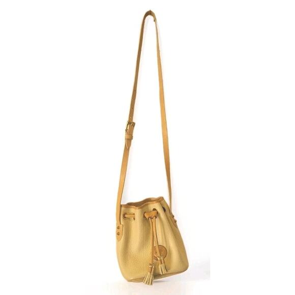 Dooney & Bourke Adjustable Mini Crossbody Bucket Bag Cream Pebbled Leather USA - Picture 2 of 16